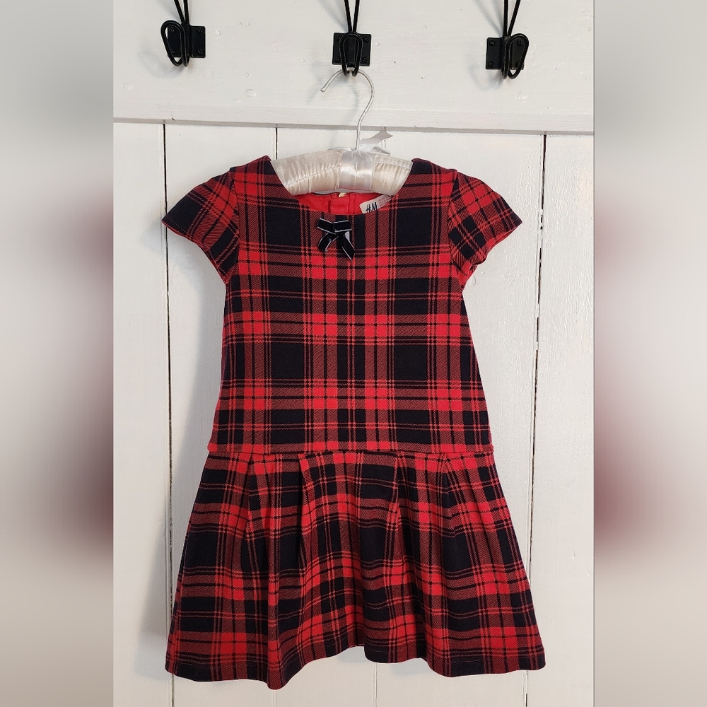 H&M Navy & Red Plaid Size 4-6 Dress